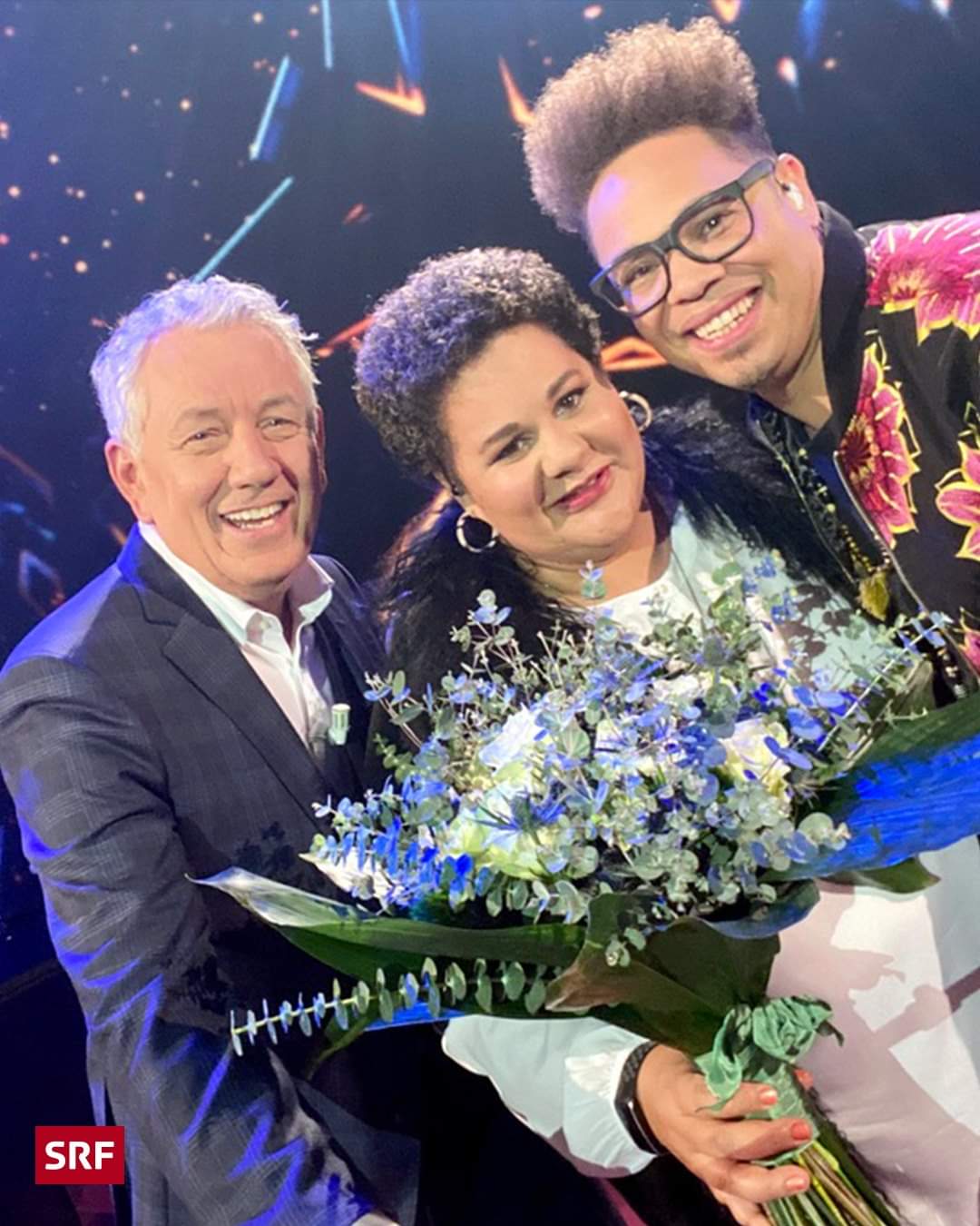 Nicole Witzig mit Marc Sway und Röbi Koller bei Happy Day